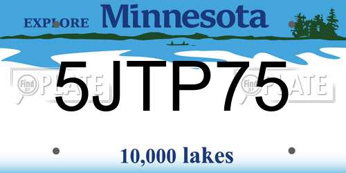 5JTP75 Minnesota License Plate