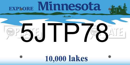 5JTP78 Minnesota License Plate