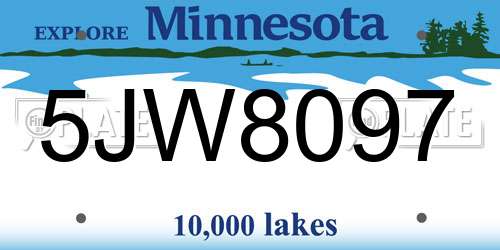 5JW8097 Minnesota License Plate