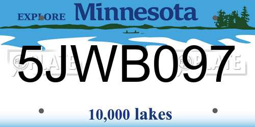 5JWB097 Minnesota License Plate