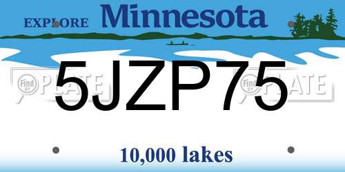 5JZP75 Minnesota License Plate