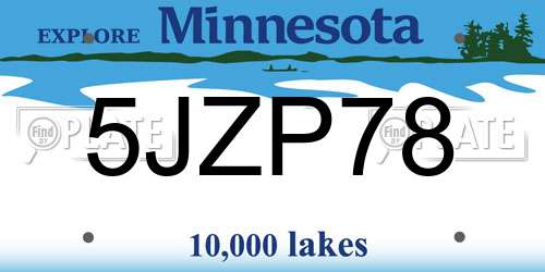 5JZP78 Minnesota License Plate