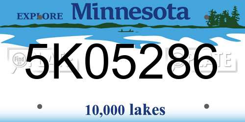 5K05286 Minnesota License Plate