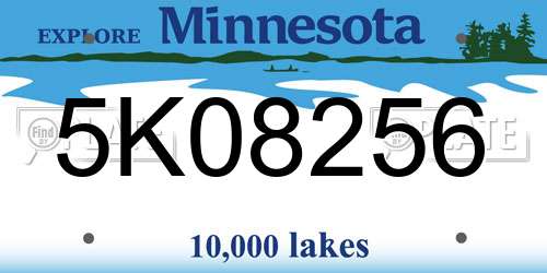 5K08256 Minnesota License Plate