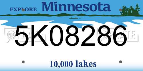 5K08286 Minnesota License Plate