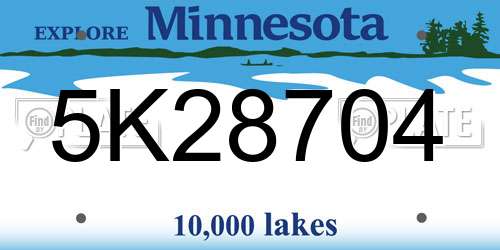 5K28704 Minnesota License Plate