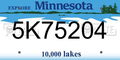 5K75204 Minnesota License Plate