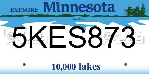5KES873 Minnesota License Plate