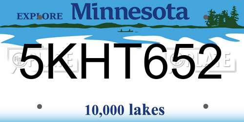 5KHT652 Minnesota License Plate