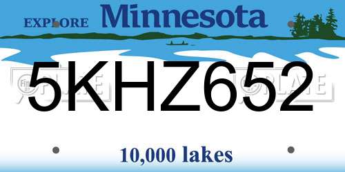 5KHZ652 Minnesota License Plate