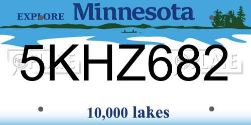 5KHZ682 Minnesota License Plate