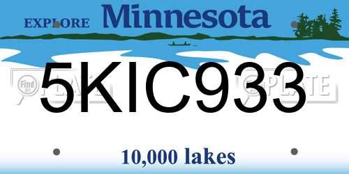 5KIC933 Minnesota License Plate