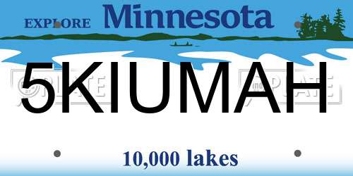 5KIUMAH Minnesota License Plate