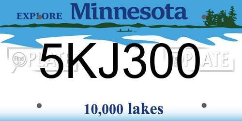 5KJ300 Minnesota License Plate