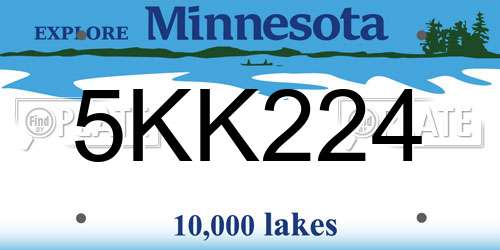5KK224 Minnesota License Plate