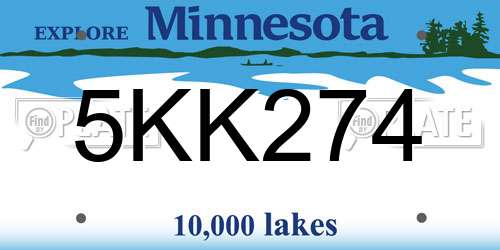 5KK274 Minnesota License Plate