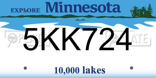 5KK724 Minnesota License Plate