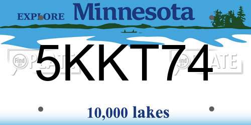5KKT74 Minnesota License Plate