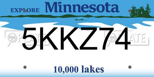 5KKZ74 Minnesota License Plate