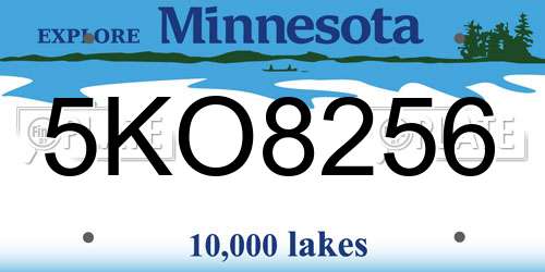 5KO8256 Minnesota License Plate