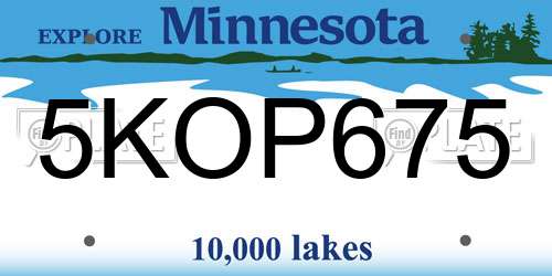5KOP675 Minnesota License Plate