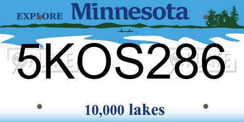 5KOS286 Minnesota License Plate