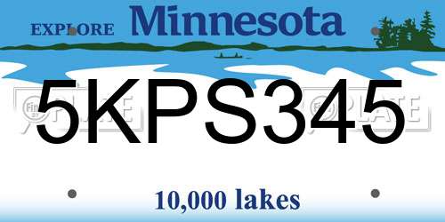 5KPS345 Minnesota License Plate