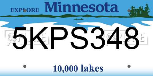 5KPS348 Minnesota License Plate