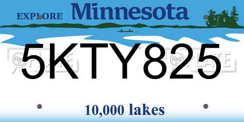 5KTY825 Minnesota License Plate