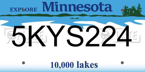 5KYS224 Minnesota License Plate