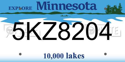5KZ8204 Minnesota License Plate