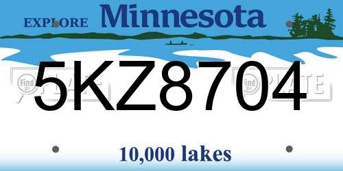 5KZ8704 Minnesota License Plate