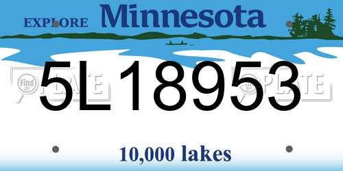 5L18953 Minnesota License Plate