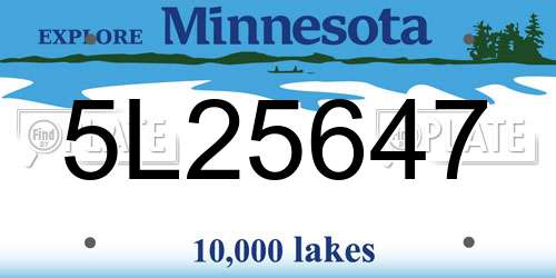 5L25647 Minnesota License Plate
