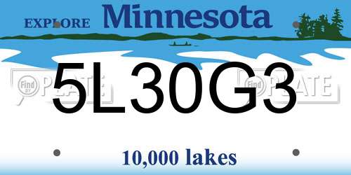 5L30G3 Minnesota License Plate