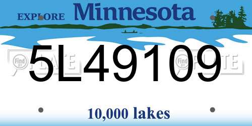 5L49109 Minnesota License Plate