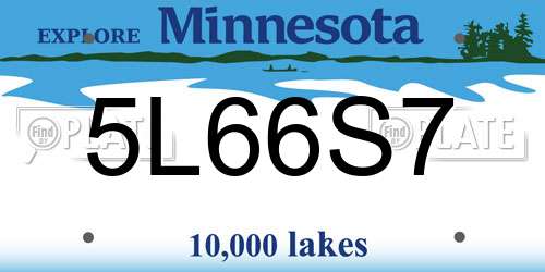 5L66S7 Minnesota License Plate