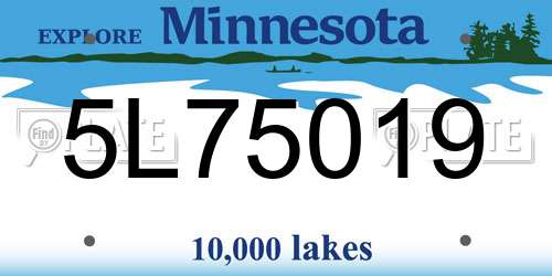5L75019 Minnesota License Plate