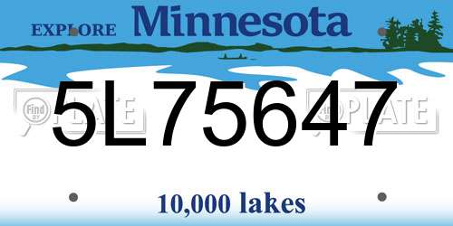 5L75647 Minnesota License Plate