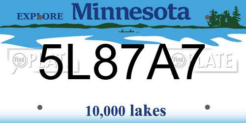 5L87A7 Minnesota License Plate