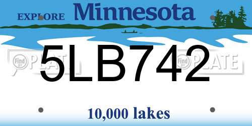 5LB742 Minnesota License Plate