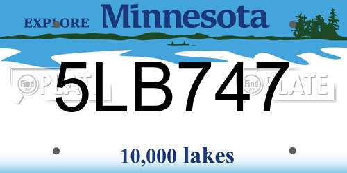 5LB747 Minnesota License Plate