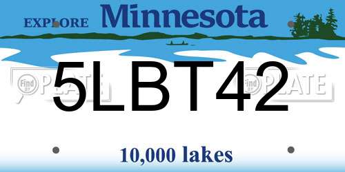 5LBT42 Minnesota License Plate