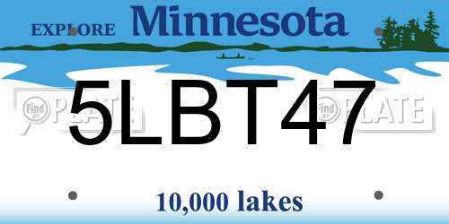 5LBT47 Minnesota License Plate