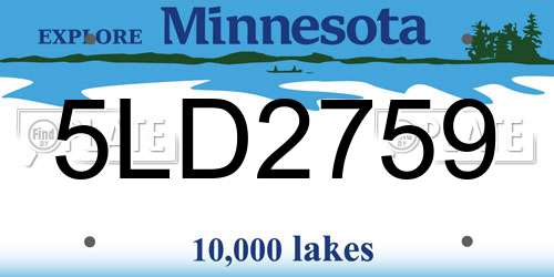 5LD2759 Minnesota License Plate