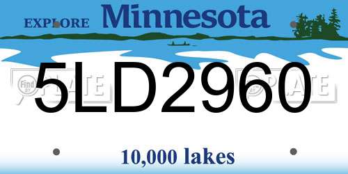 5LD2960 Minnesota License Plate