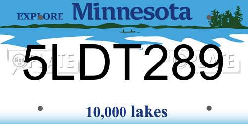 5LDT289 Minnesota License Plate