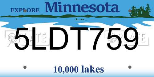 5LDT759 Minnesota License Plate