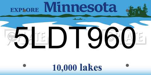 5LDT960 Minnesota License Plate