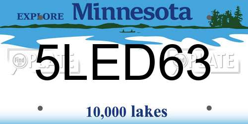 5LED63 Minnesota License Plate